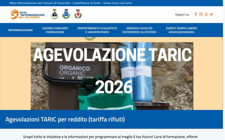 Screenshot of informagiovanivaldarno.it