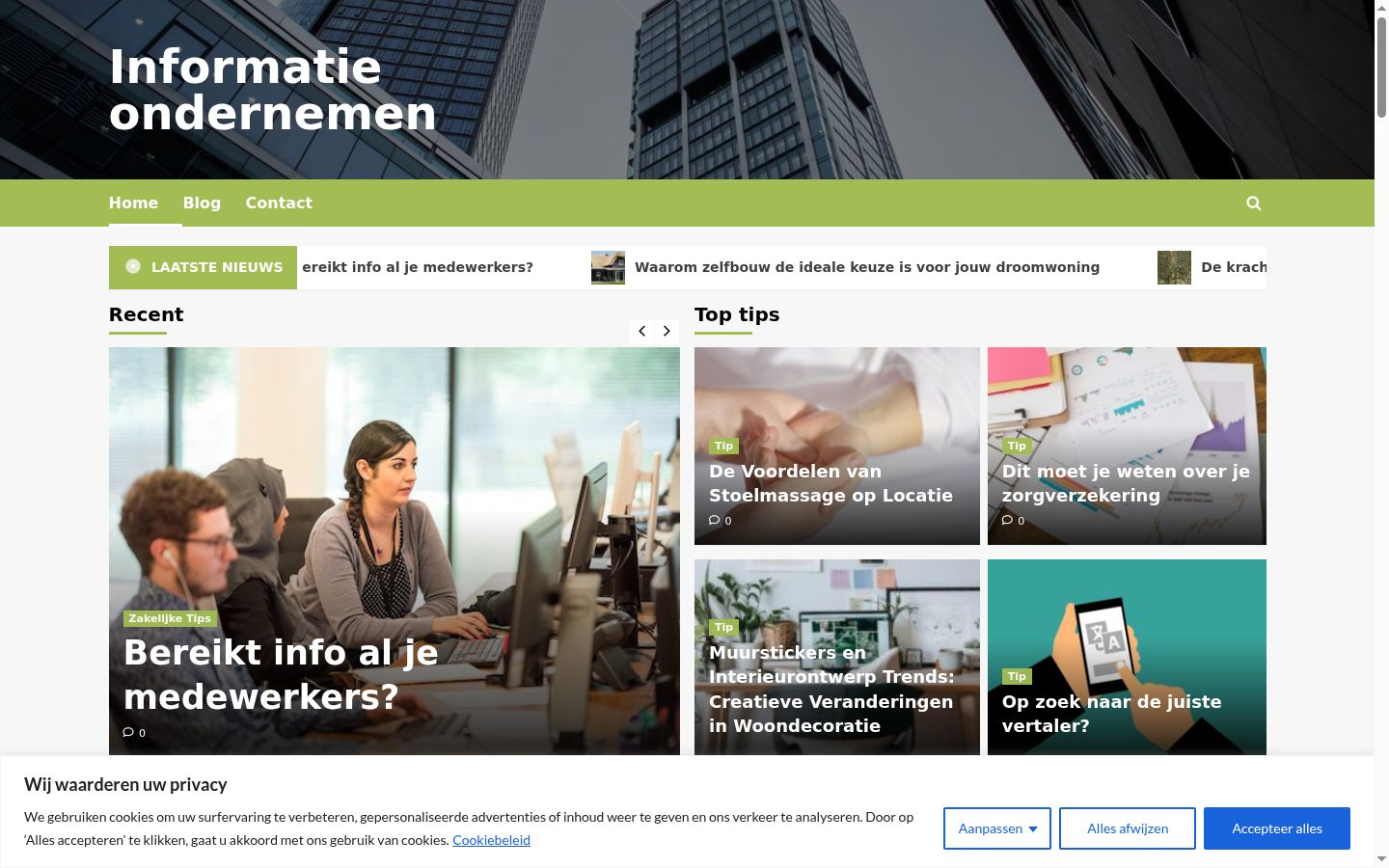 Screenshot des Einwilligungsbanners vor jeglicher Interaktion
