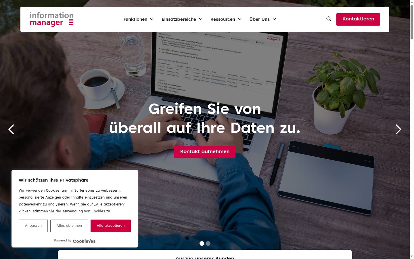 Screenshot of the consent banner shown before any interaction