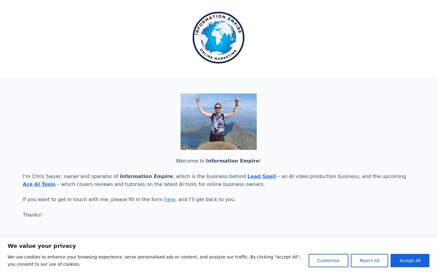 Screenshot tal-banner tal-kunsens muri qabel kwalunkwe interazzjoni