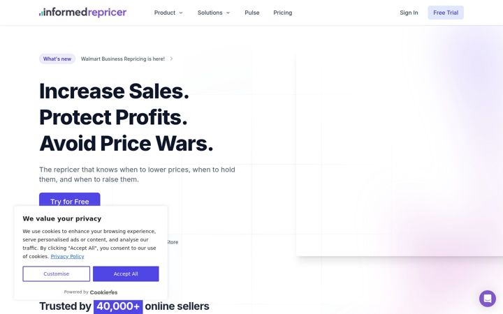 Screenshot ta' informedrepricer.com