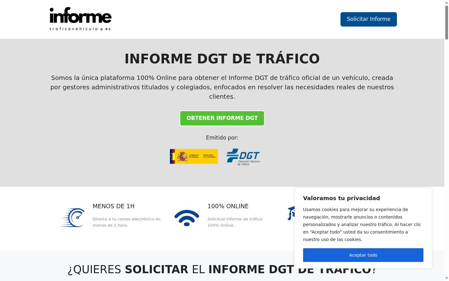 Captura de ecrã do banner de consentimento apresentado antes de qualquer interação