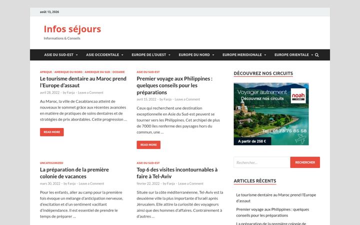Screenshot of infos-sejours.fr