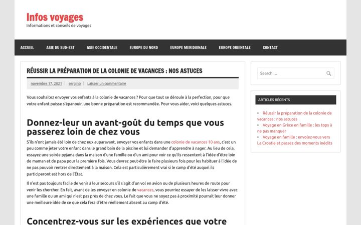 Screenshot of infos-voyage.fr