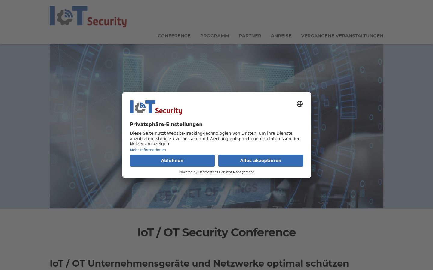 Screenshot of the consent banner shown before any interaction
