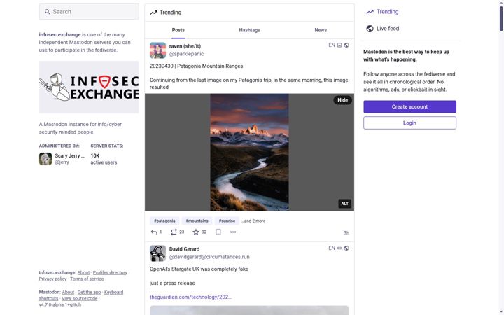Screenshot of infosec.exchange