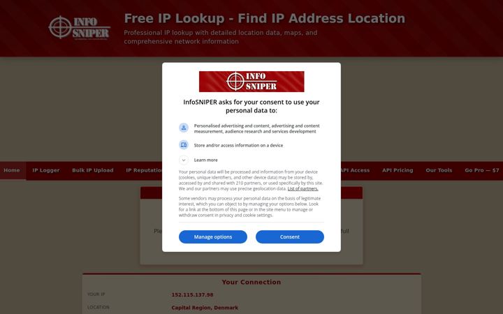 Screenshot of infosniper.net