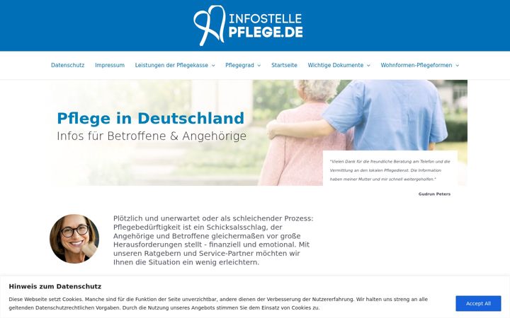 Screenshot of infostelle-pflege.de