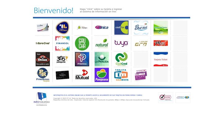 Screenshot of infotarjetas.com.ar