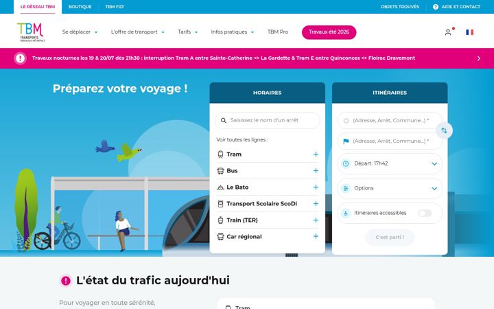 Screenshot of infotbm.com