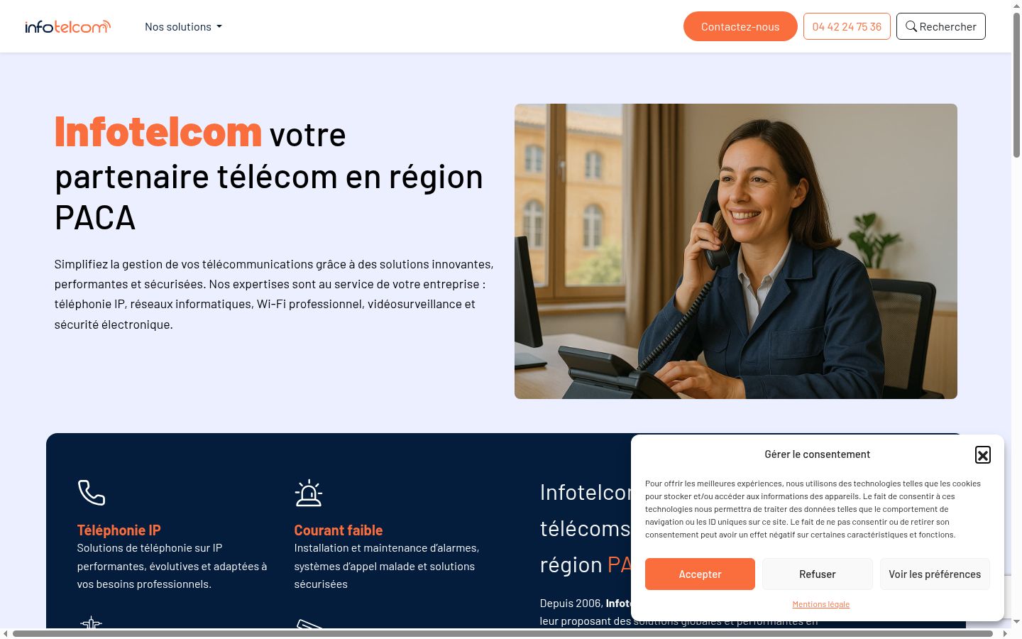 Screenshot del banner di consenso mostrato prima di qualsiasi interazione