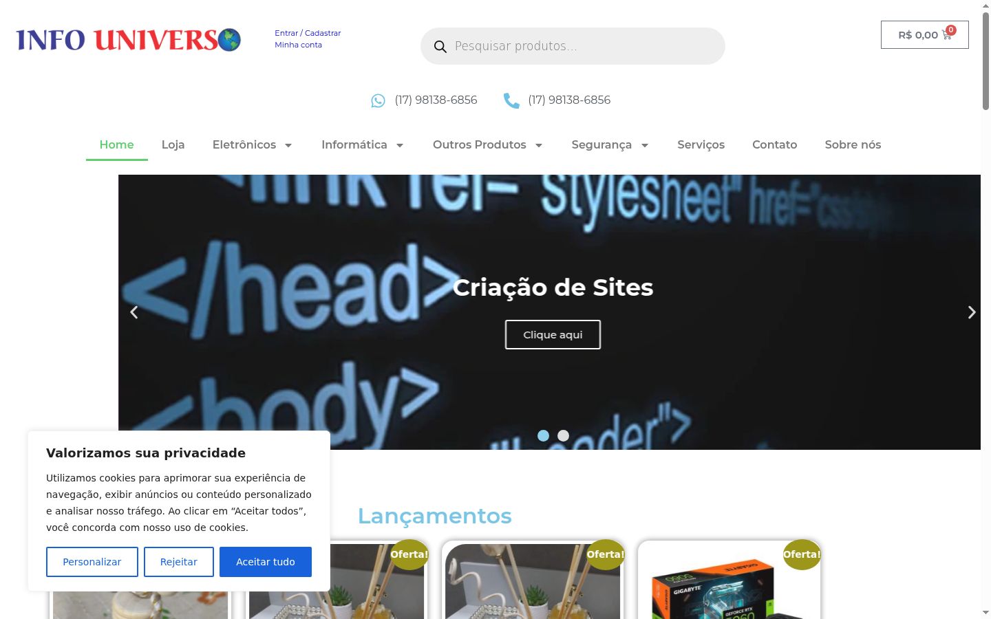 Screenshot del banner di consenso mostrato prima di qualsiasi interazione