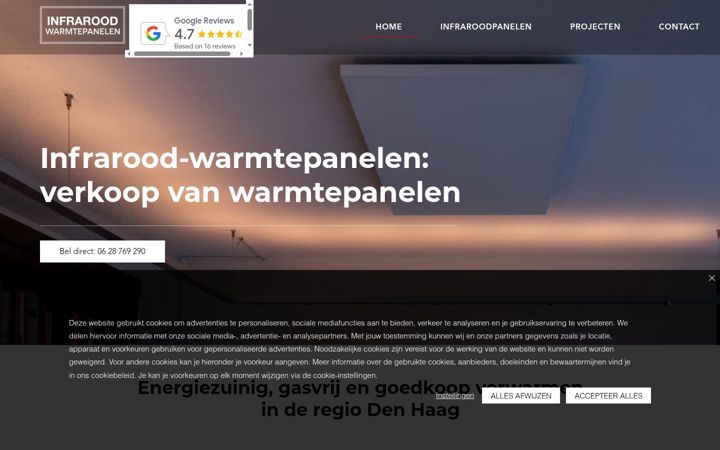 Screenshot of infrarood-warmtepanelen.nl
