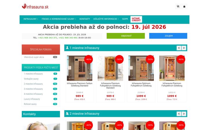 Screenshot of infrasauna.sk