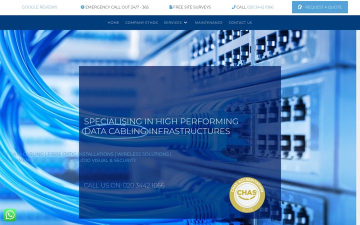 Screenshot of infrastructurecablingexperts.co.uk