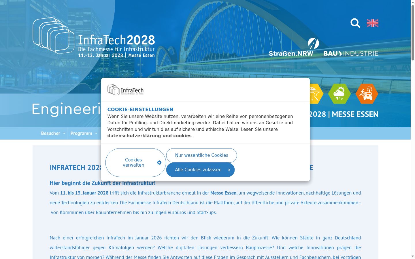 Captura de ecrã do banner de consentimento apresentado antes de qualquer interação