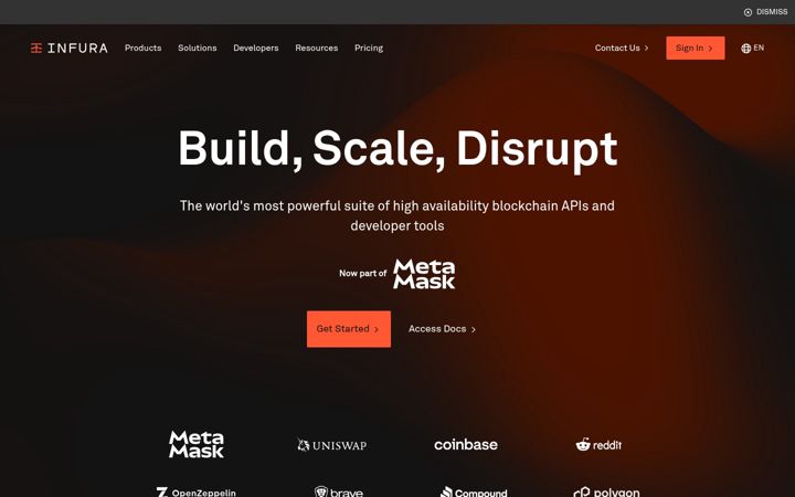 Zrzut ekranu infura.io