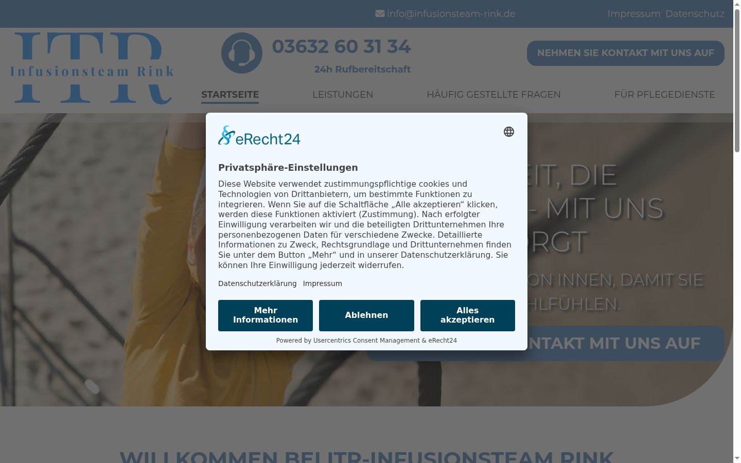 Capture d'écran de la bannière de consentement affichée avant toute interaction