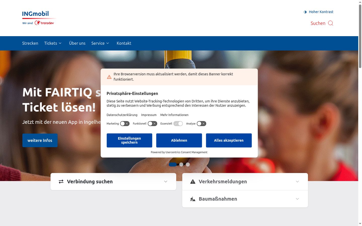 Screenshot of the consent banner shown before any interaction