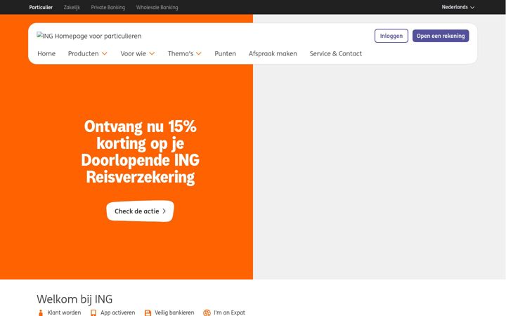 Screenshot von ing.nl