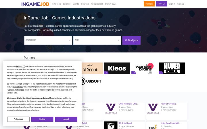 Screenshot of ingamejob.com