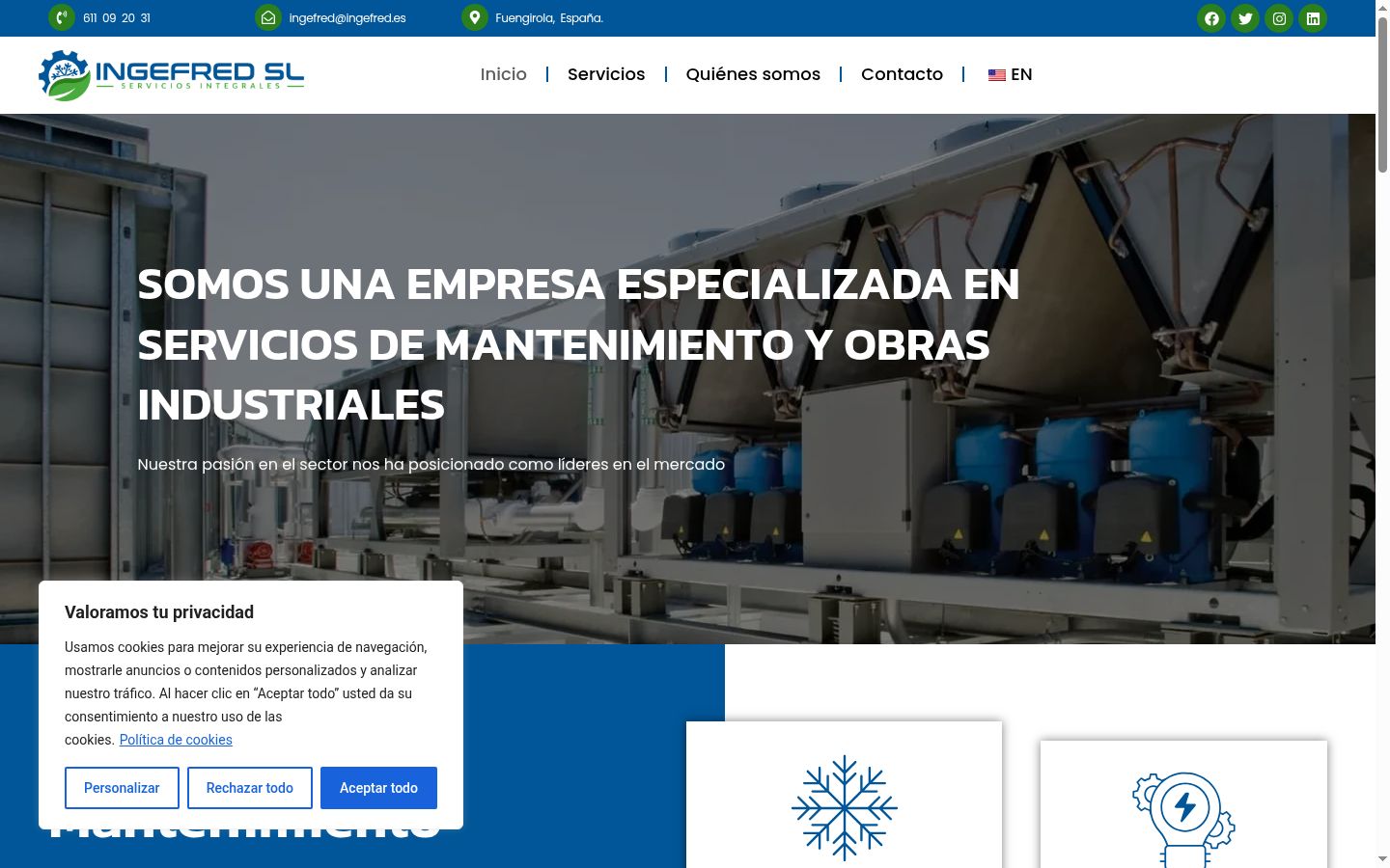 Screenshot del banner di consenso mostrato prima di qualsiasi interazione