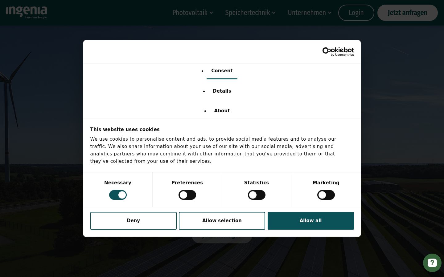 Screenshot van de toestemmingsbanner zoals getoond vóór enige interactie