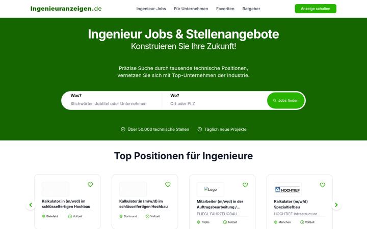 Screenshot of ingenieuranzeigen.de