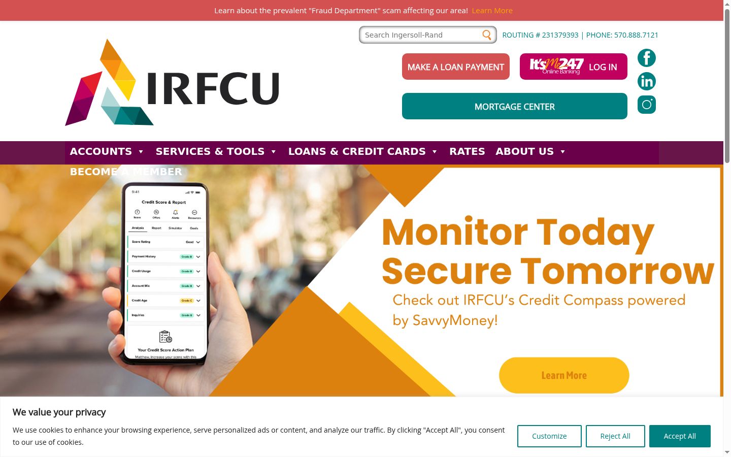 Screenshot del banner di consenso mostrato prima di qualsiasi interazione