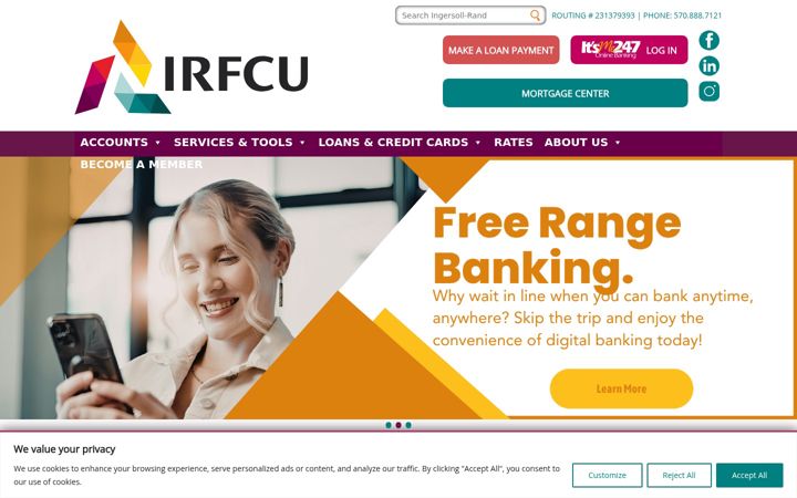 Screenshot of ingersollrandfcu.com