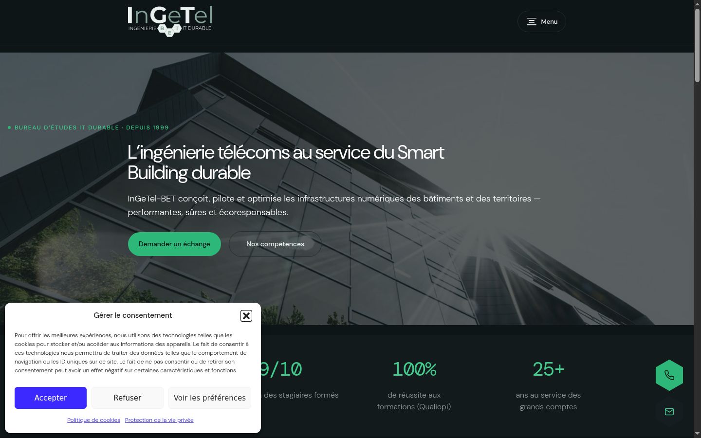 Screenshot del banner di consenso mostrato prima di qualsiasi interazione