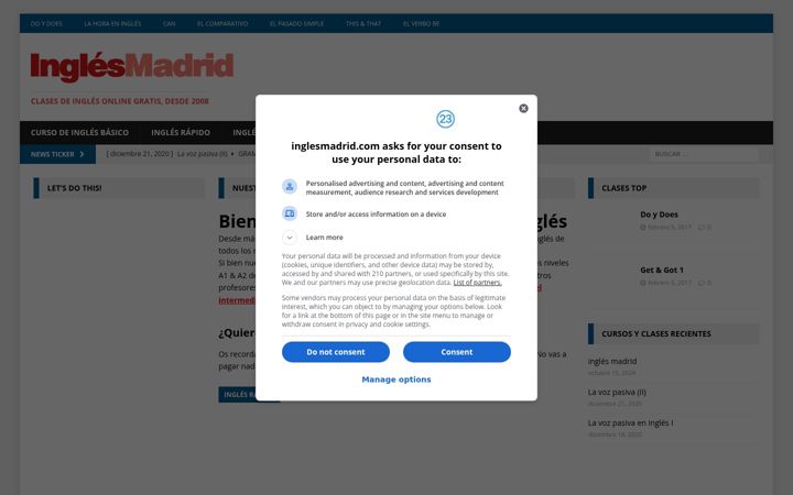 Screenshot of inglesmadrid.com