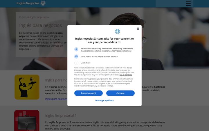 Screenshot of inglesnegocios23.com