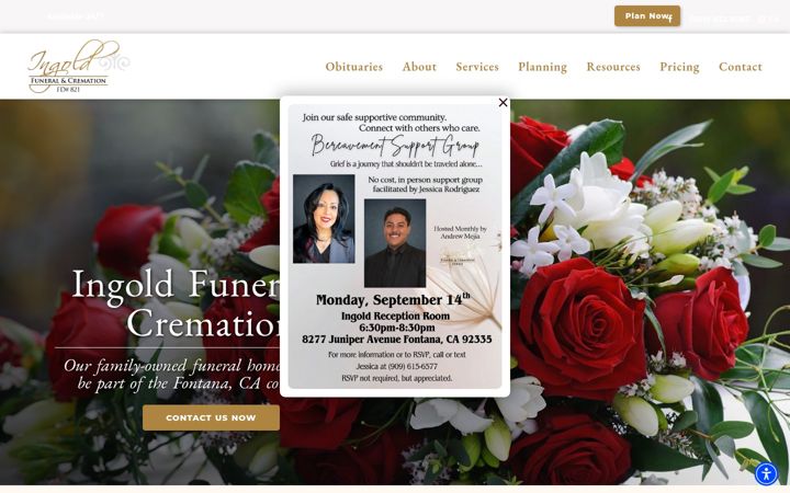 Screenshot of ingoldfuneralandcremation.com