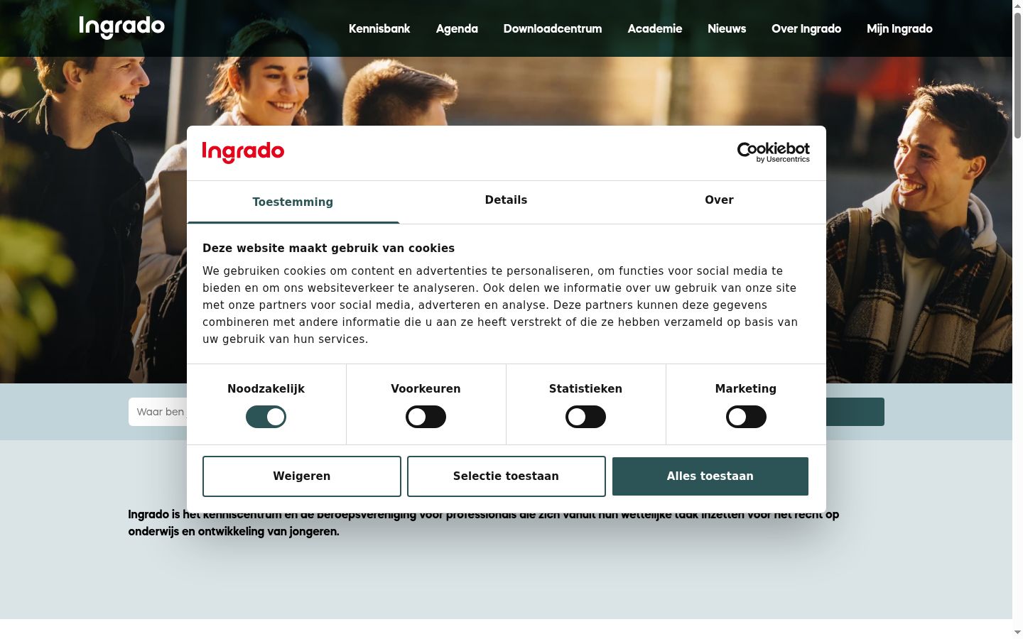 Screenshot of the consent banner shown before any interaction
