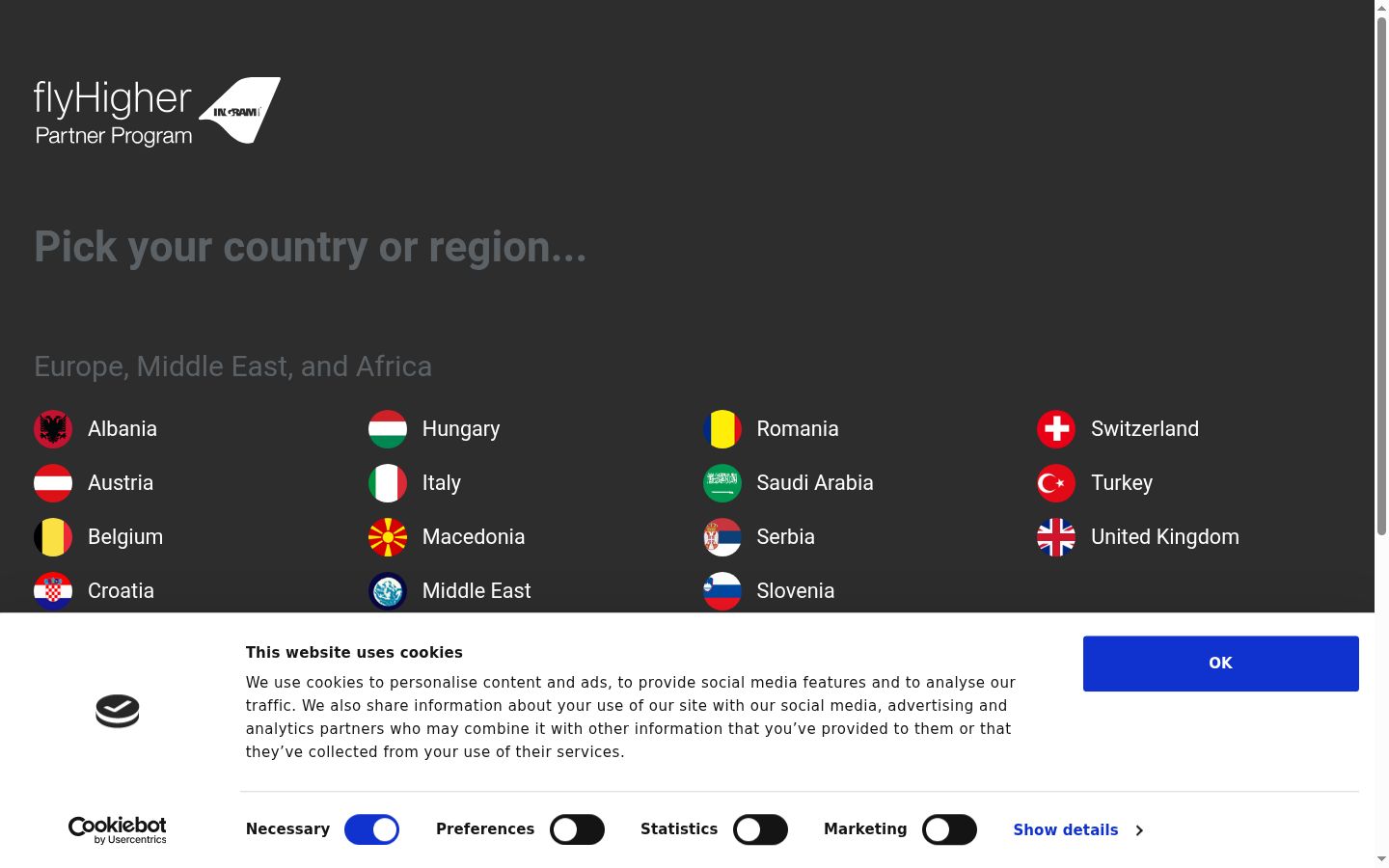 Screenshot of the consent banner shown before any interaction