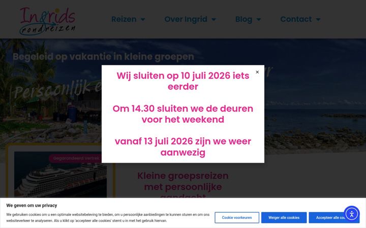 Screenshot of ingridsrondreizen.nl