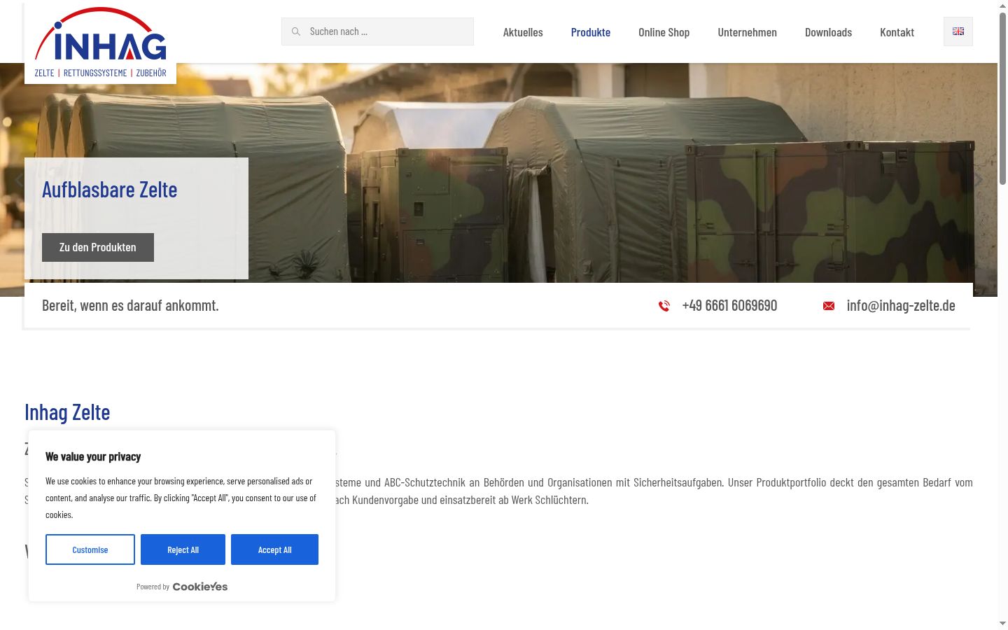 Skärmbild av samtyckesbannern som visades före någon interaktion