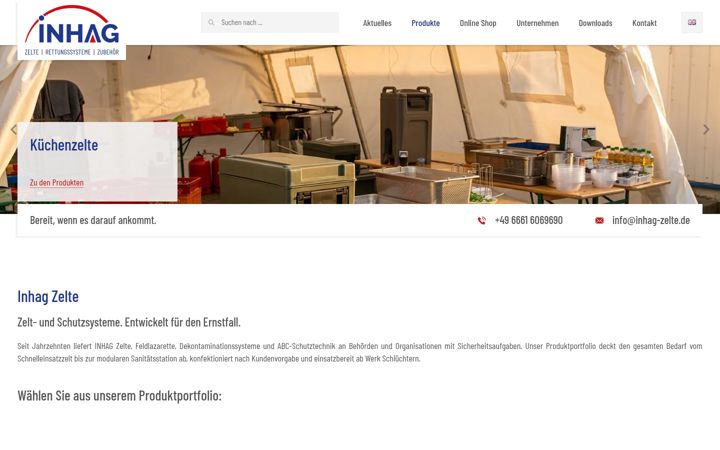 Screenshot of inhag-zelte.de