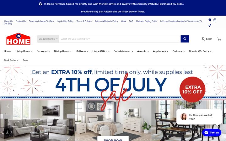 Screenshot of inhomefurniturewholesale.com