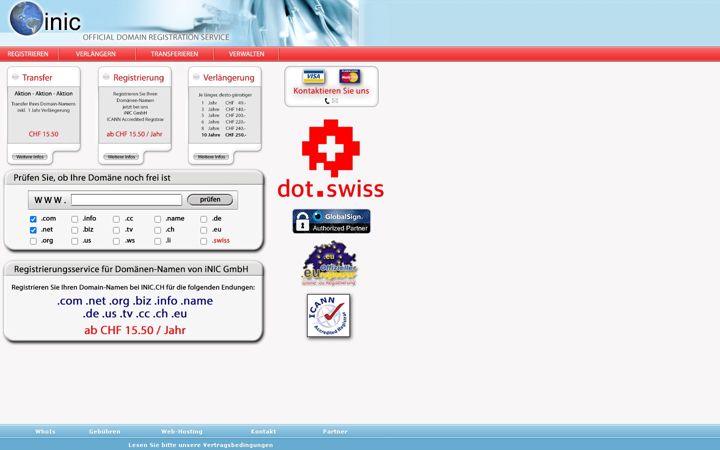 Screenshot of inic.ch