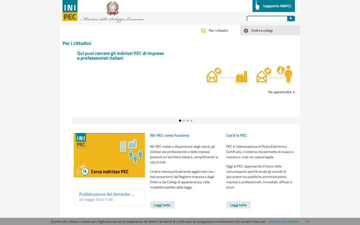 Screenshot of inipec.gov.it