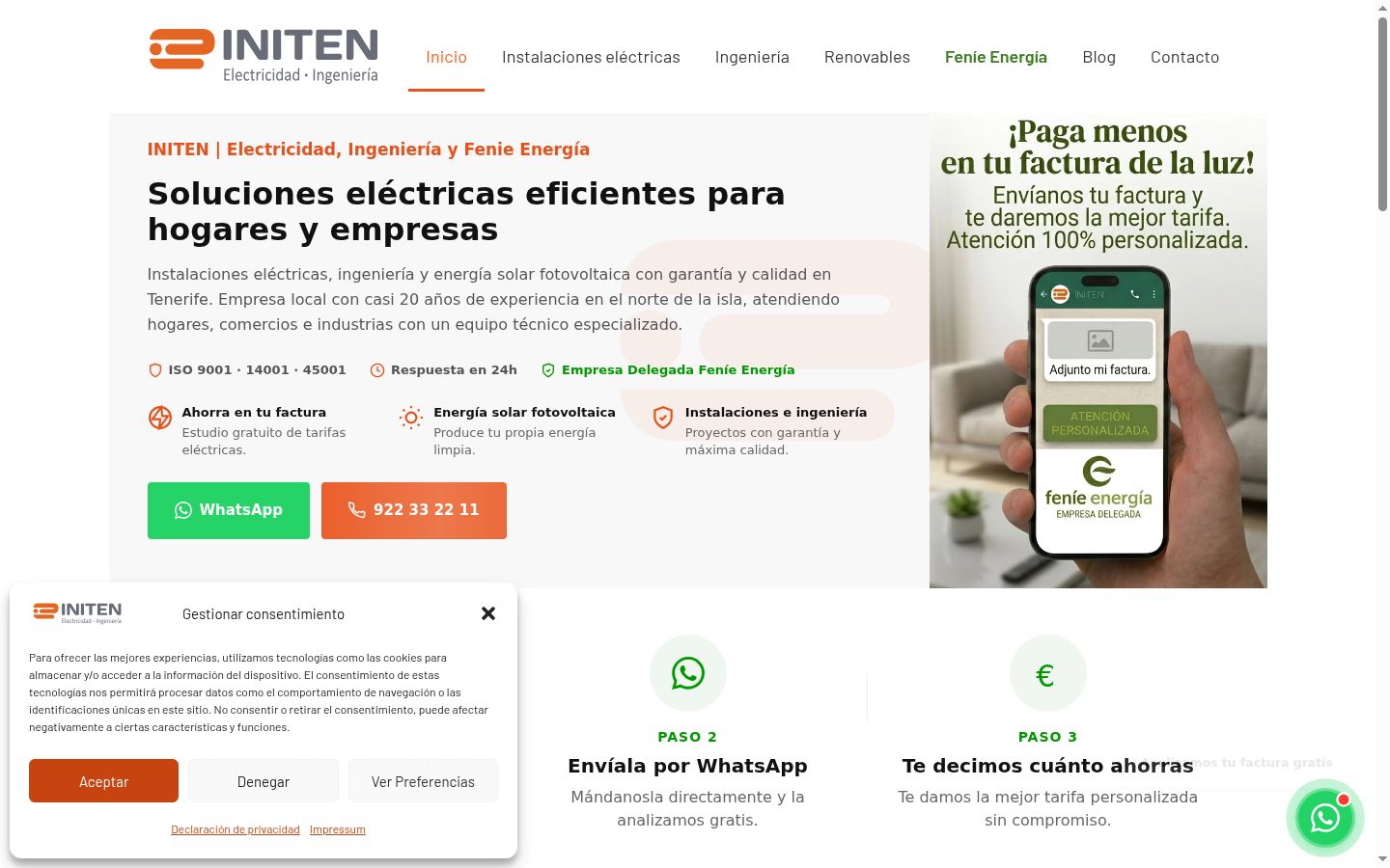 Screenshot del banner di consenso mostrato prima di qualsiasi interazione