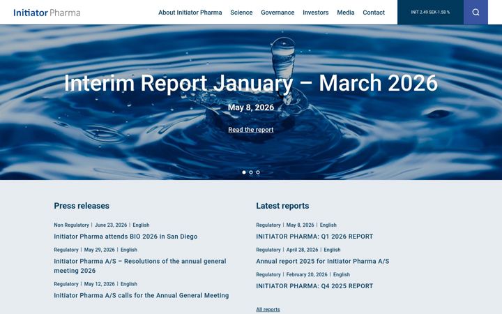 Screenshot of initiatorpharma.com