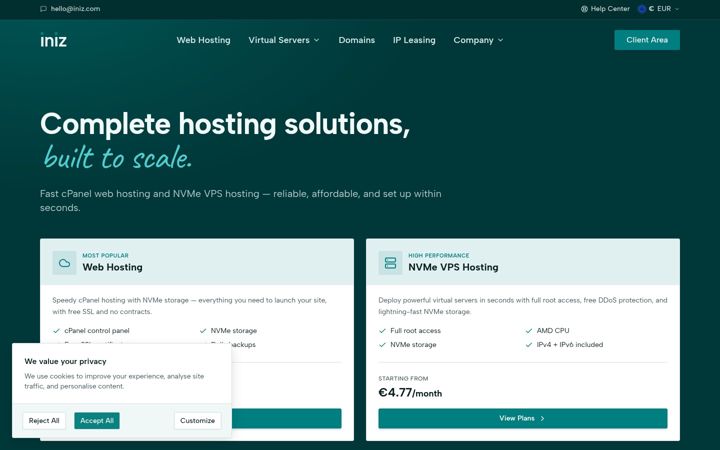 Screenshot of iniz.com