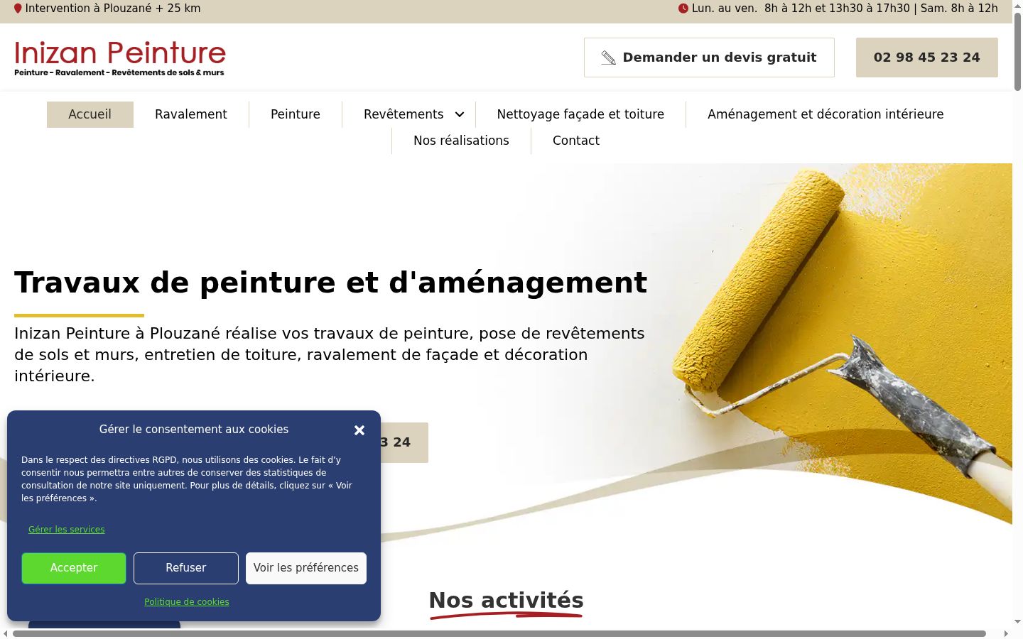 Screenshot of the consent banner shown before any interaction