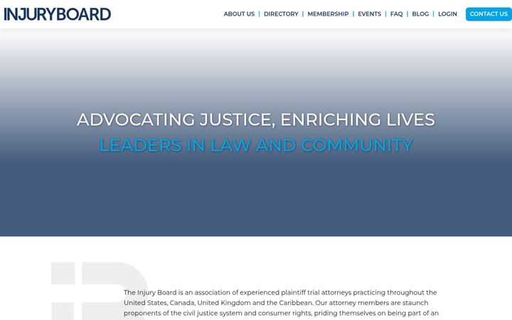 Screenshot of injuryboard.com