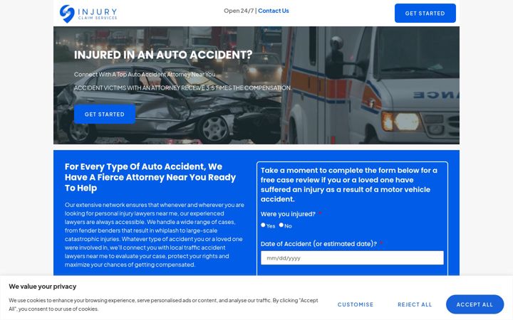 Screenshot of injuryclaim.services