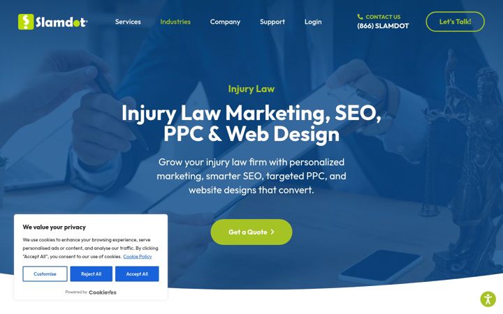 Screenshot of injurylawyerwebsites.com