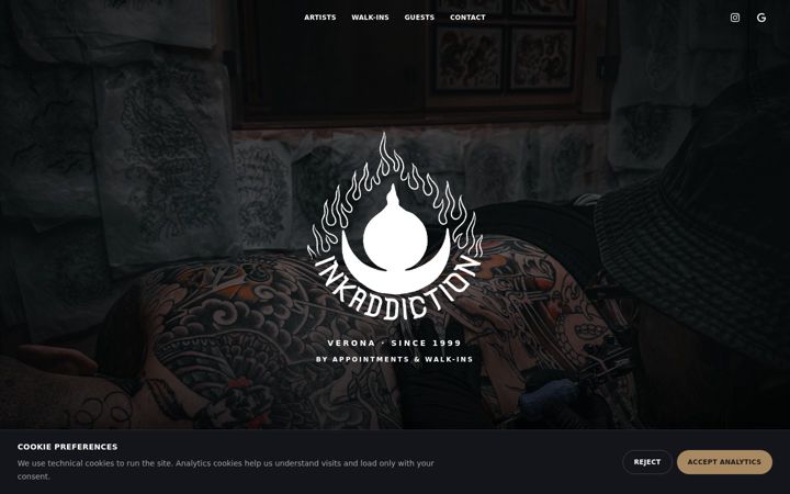 Screenshot of inkaddictiontattoo.com